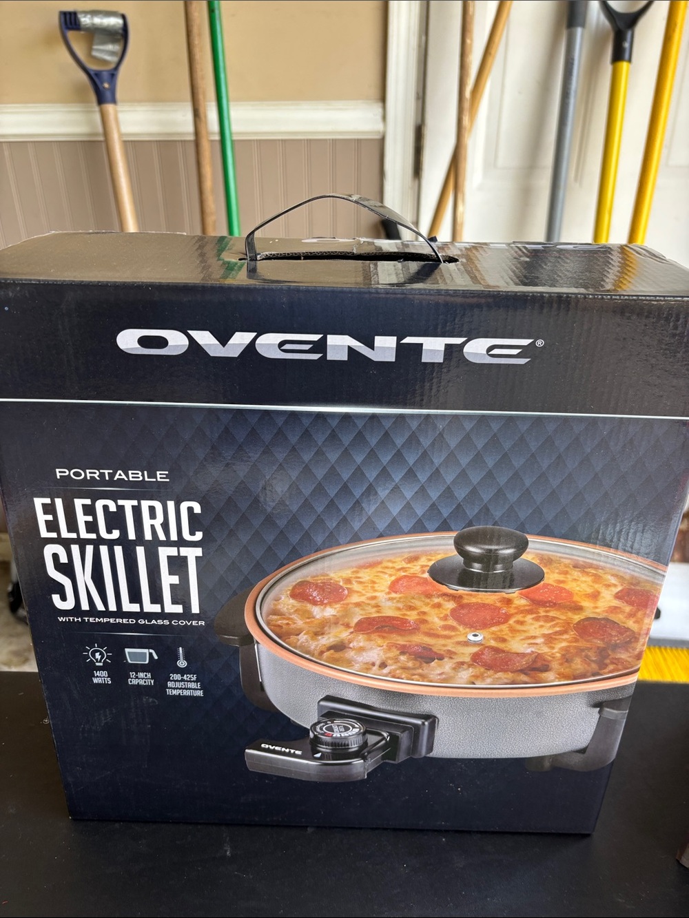 Ovente Portable Electric Skillet in Copper/Black